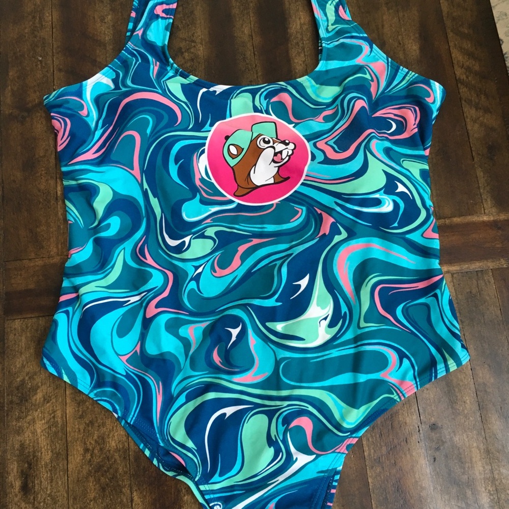 Buc-ee’s Aqua Swirl One-Piece Swimsuit - Teal Multi